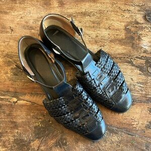 Vintage Navy Fisherman Leather Sandals